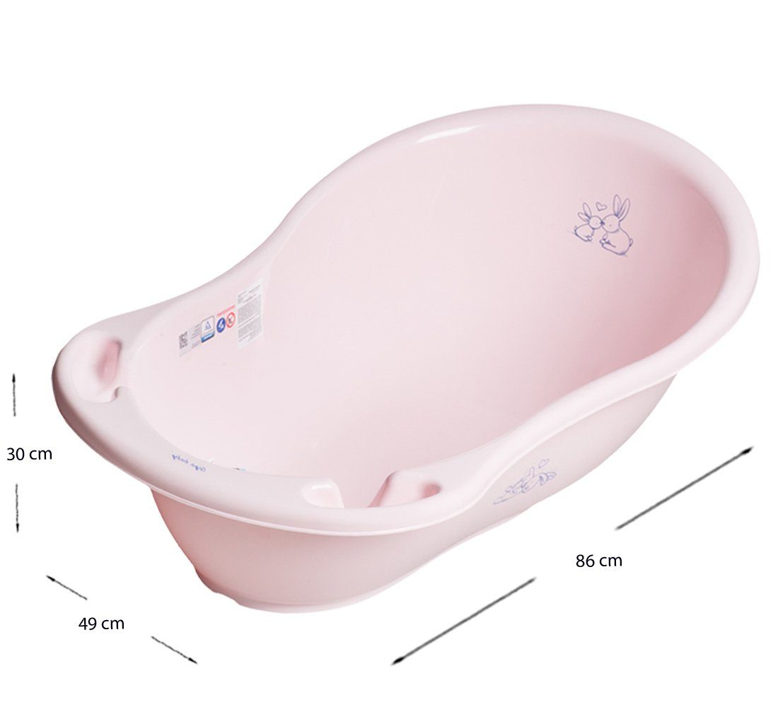 Rosa Babybadewanne + –- BABYWANNE 3 cm, SET Europe), BUNNIES (Spar Set, = + Badeset Baby Wanne 3 -tlg 84 BADESITZ – TÖPFCHEN in Tega-Baby TEILE Made -