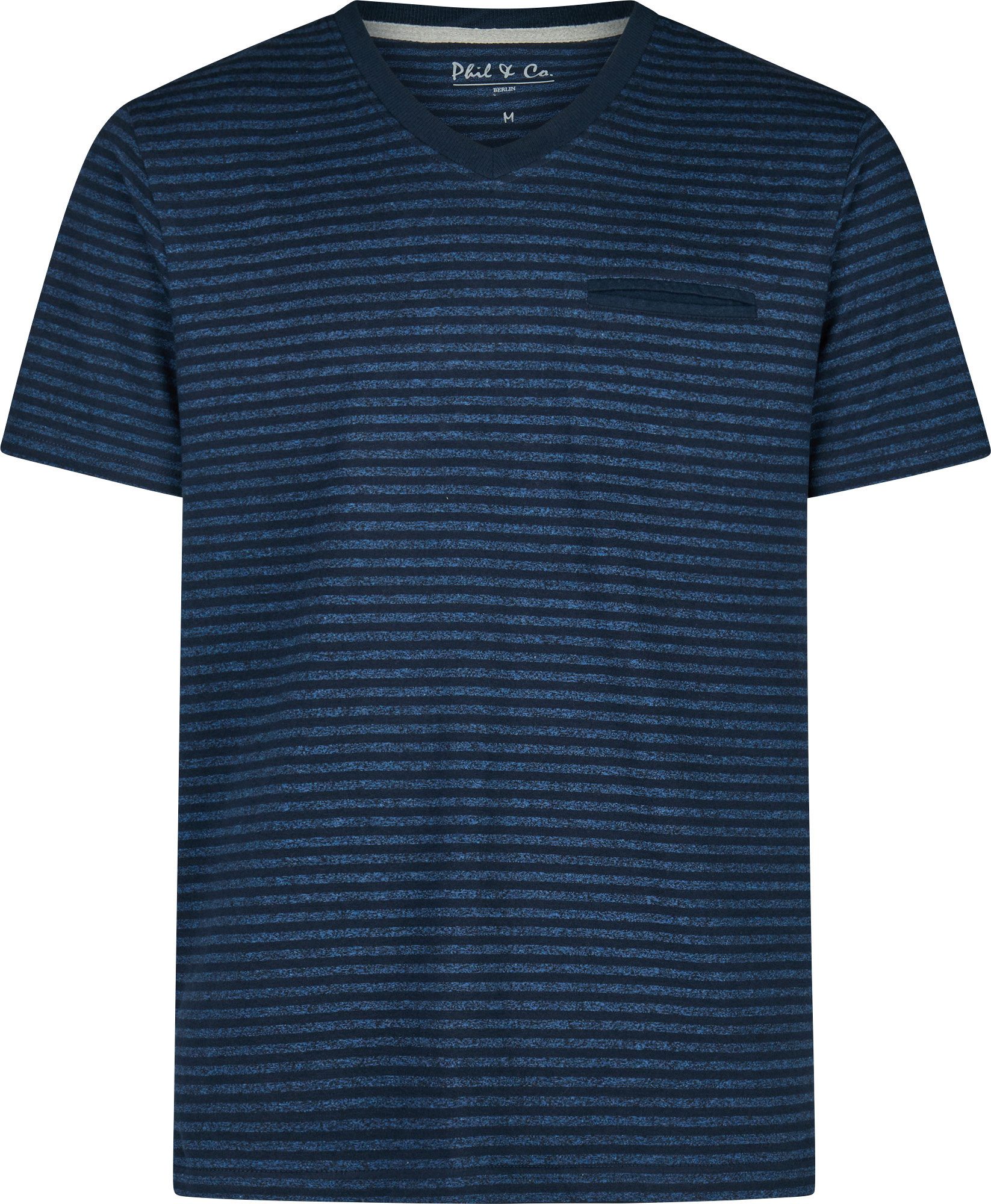 Phil & Co. Pyjamaoberteil Herren-T-Shirt geringelt Single-Jersey Streifen