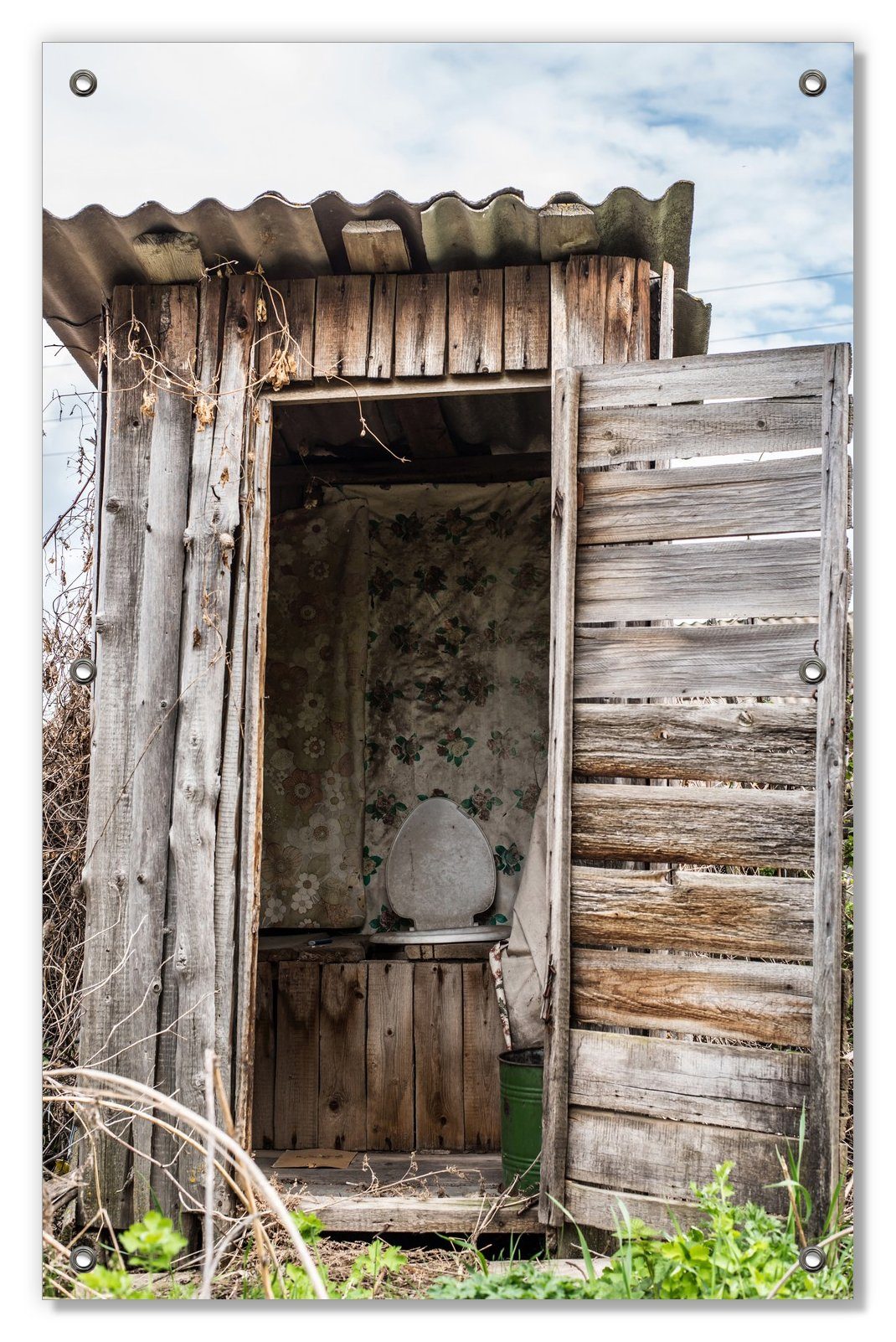 Sonnenschutz wiederablösbar Gartentoilette, Alte und wiederverwendbar blickdicht, mit Saugnäpfen, Wallario, verwitterte