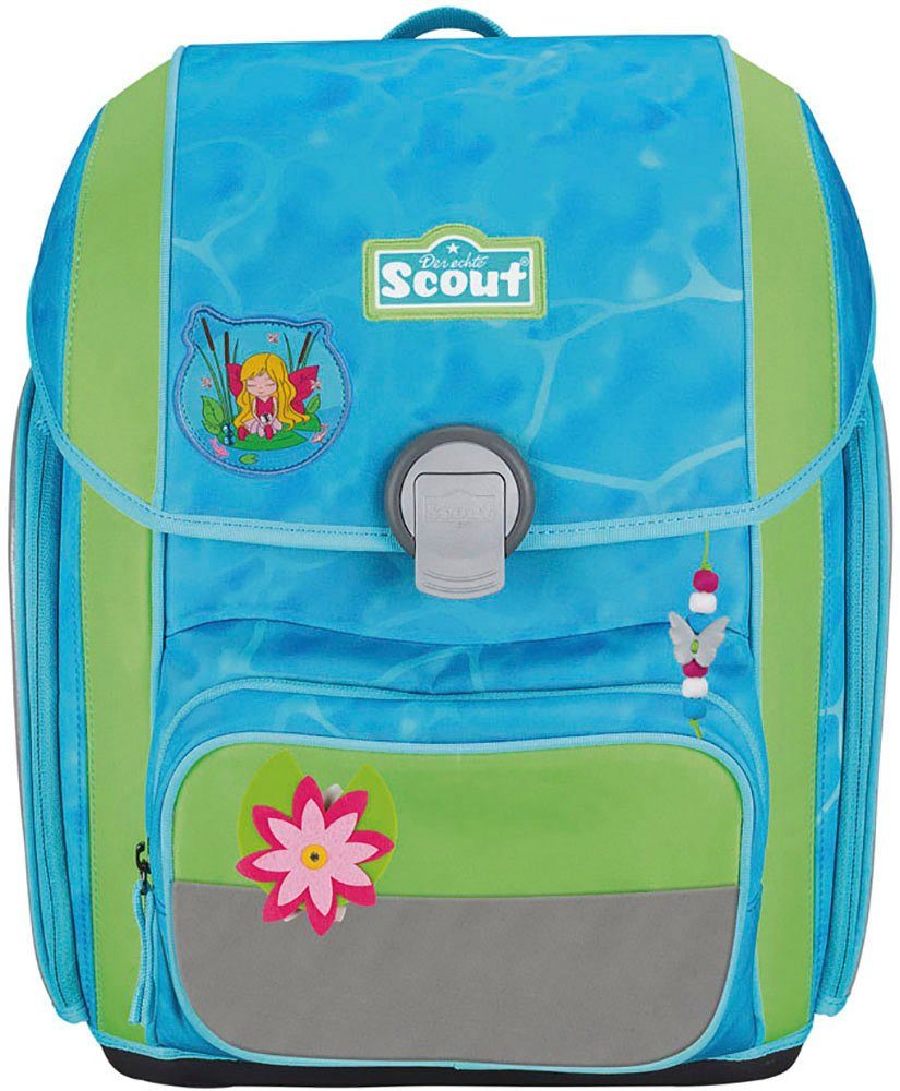 Scout Schulranzen Genius, Water Lily (Set, 4-tlg), 2 Funny Snaps Move; enthält recyceltes Material