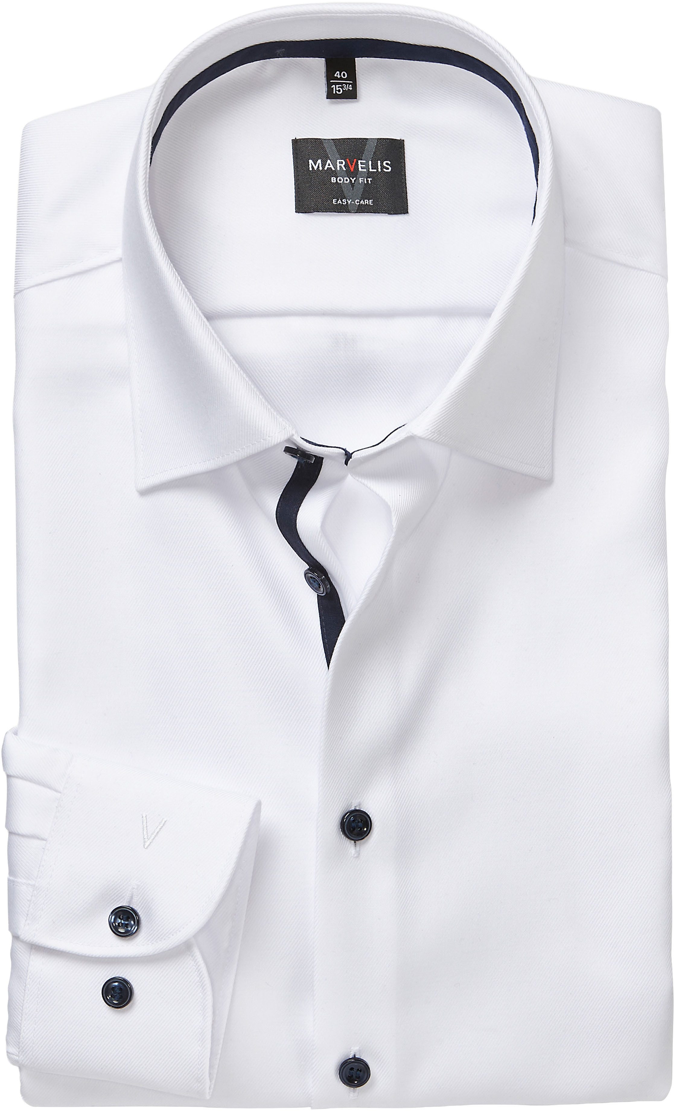 MARVELIS Langarmhemd Businesshemd, New-York-Kentkragen, unifarben, schmale Passform