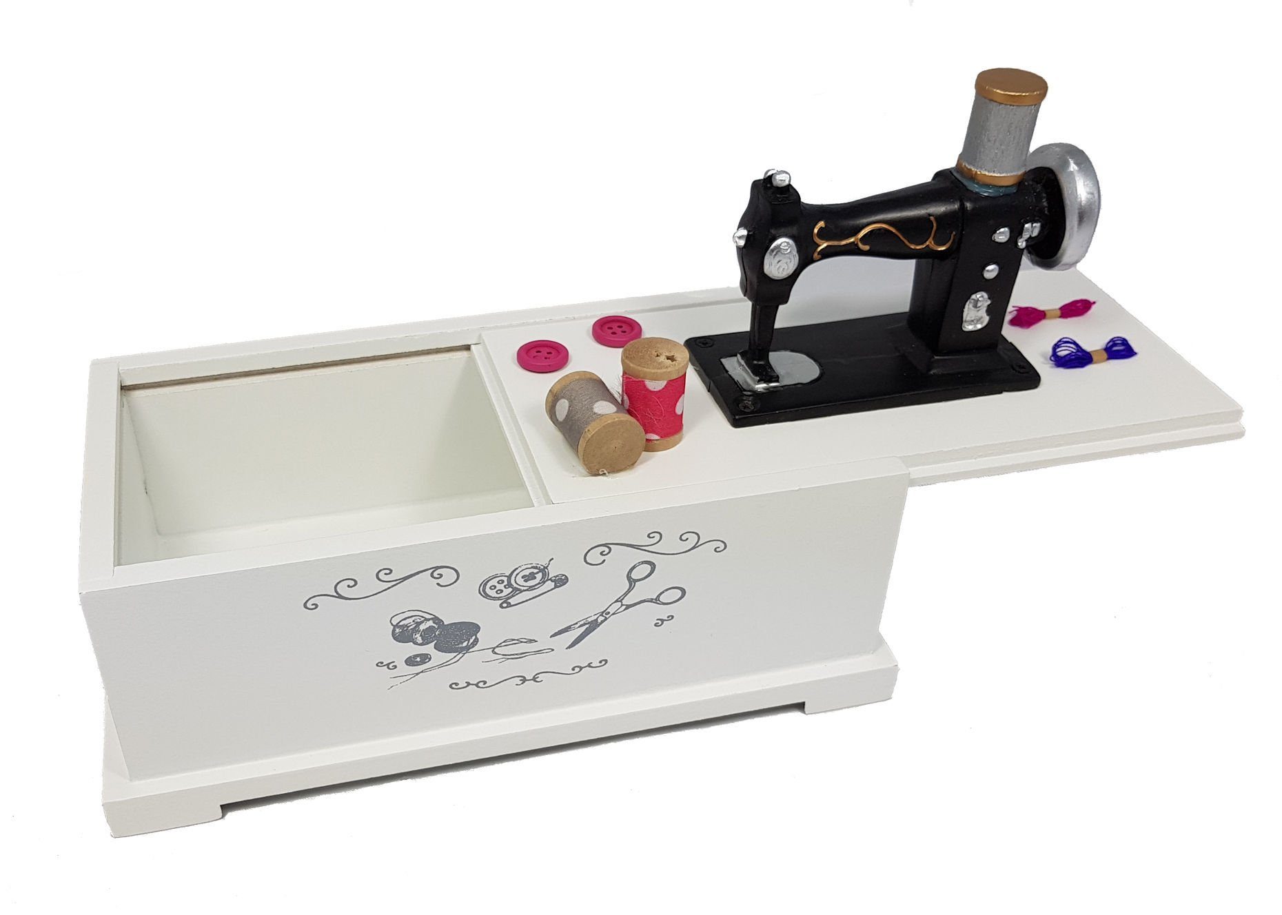 Spetebo Nähkästchen Holz Nähkästchen weiß - 22 cm (Stück, 1 St., Nähkästche günstig online kaufen