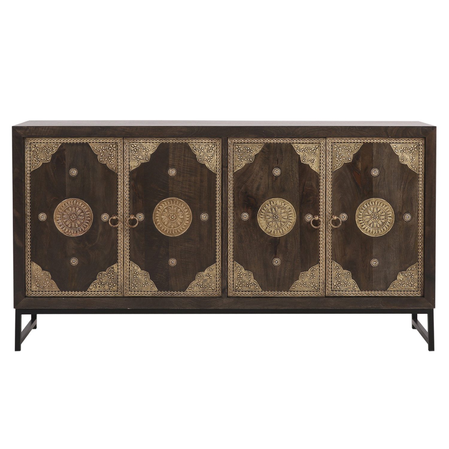 Marrakesch Orient & Mediterran Interior Sideboard Sideboard Adaja 150 cm mit Messingverzierungen & Metallgestell (1 St), Handarbeit