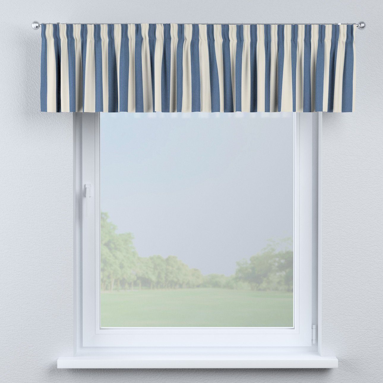 Vorhang mit Kräuselband 130 40 cm, Dekoria x blau-weiß Quadro
