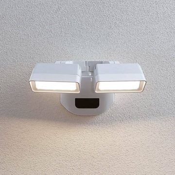 Lindby Außen-Wandleuchte Nikoleta, LED-Leuchtmittel fest verbaut, warmweiß, Modern, Aluminium, Kunststoff, weiß (RAL 9006), 2 flammig, inkl.