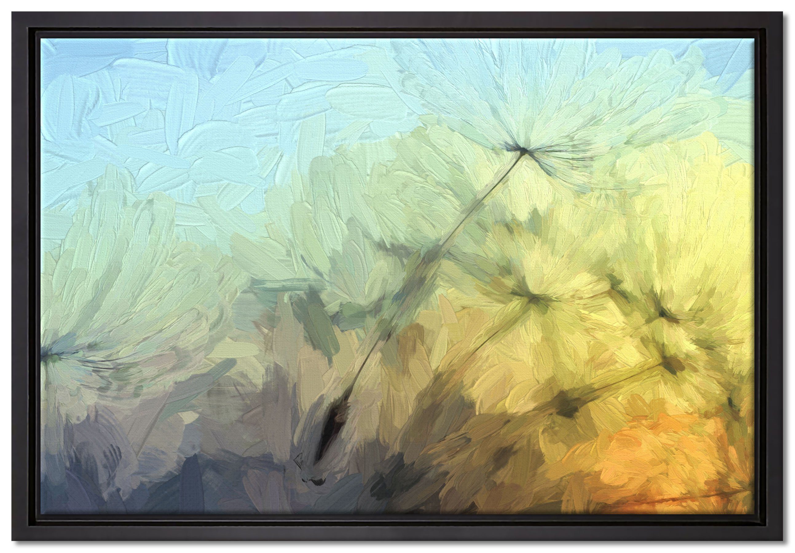 Pixxprint Leinwandbild Pusteblumensamen, Wanddekoration (1 St), Leinwandbild fertig bespannt, in einem Schattenfugen-Bilderrahmen gefasst, inkl. Zackenaufhänger