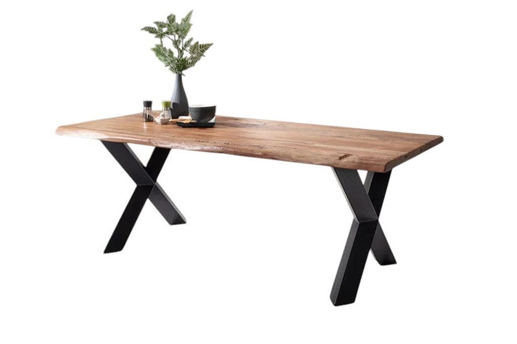 Main Möbel Esstisch Esstisch mit Baumkante 180x90cm 'Pinta' Altholz & X-Fuß