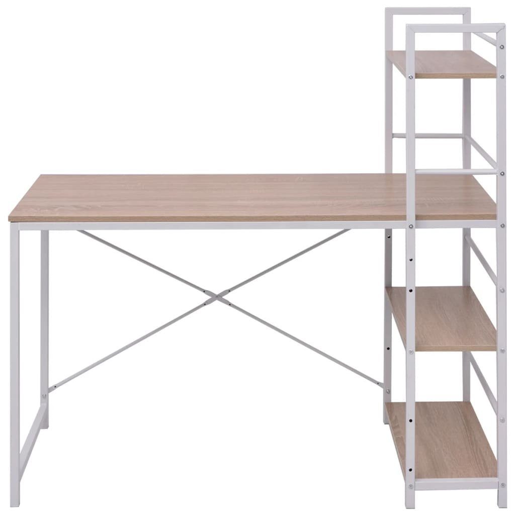 vidaXL Schreibtisch Schreibtisch mit Bücherregal mit 4 Böden Eiche