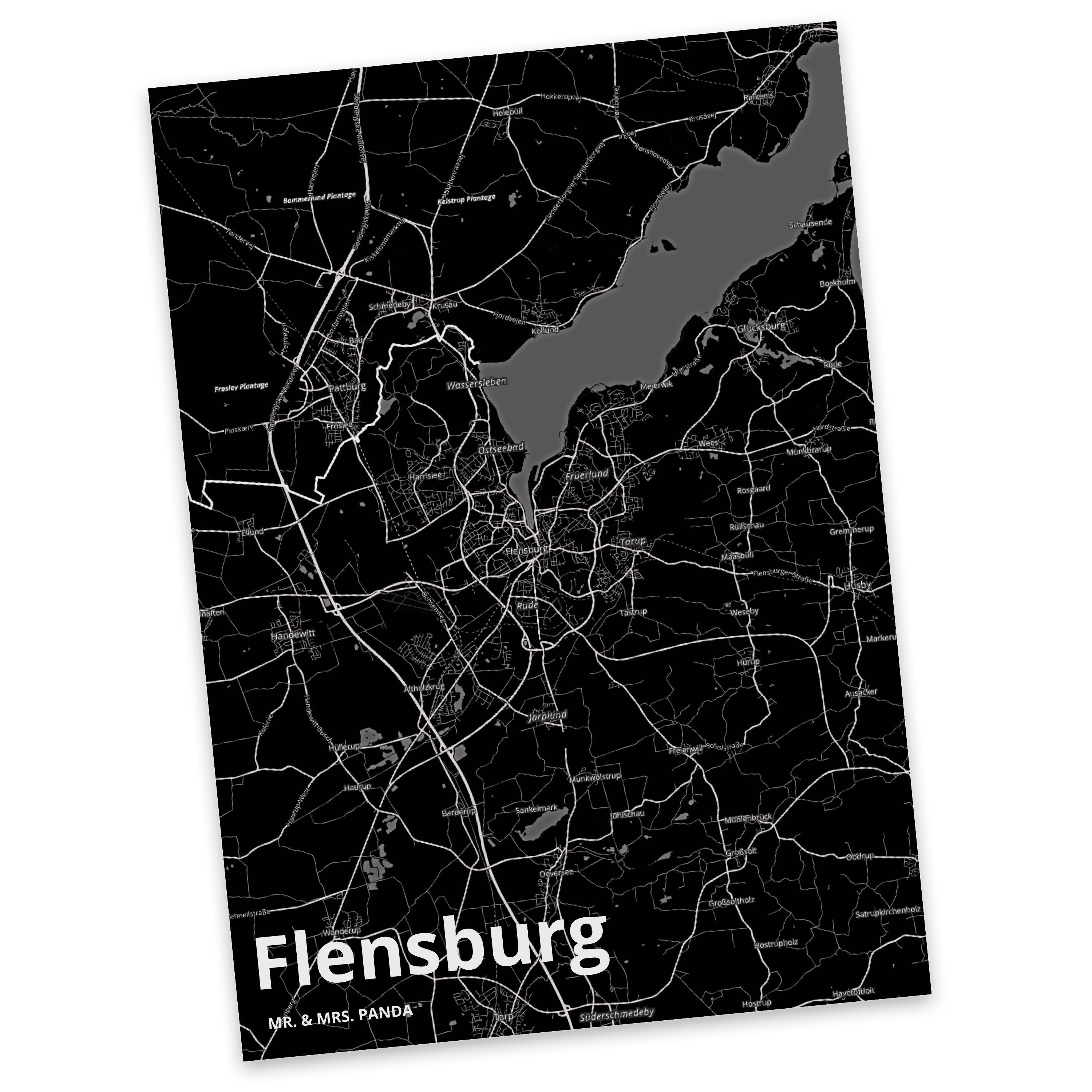 Mr. & Mrs. Panda Postkarte Flensburg - Geschenk, Städte, Dankeskarte, Geschenkkarte, Karte, Ort