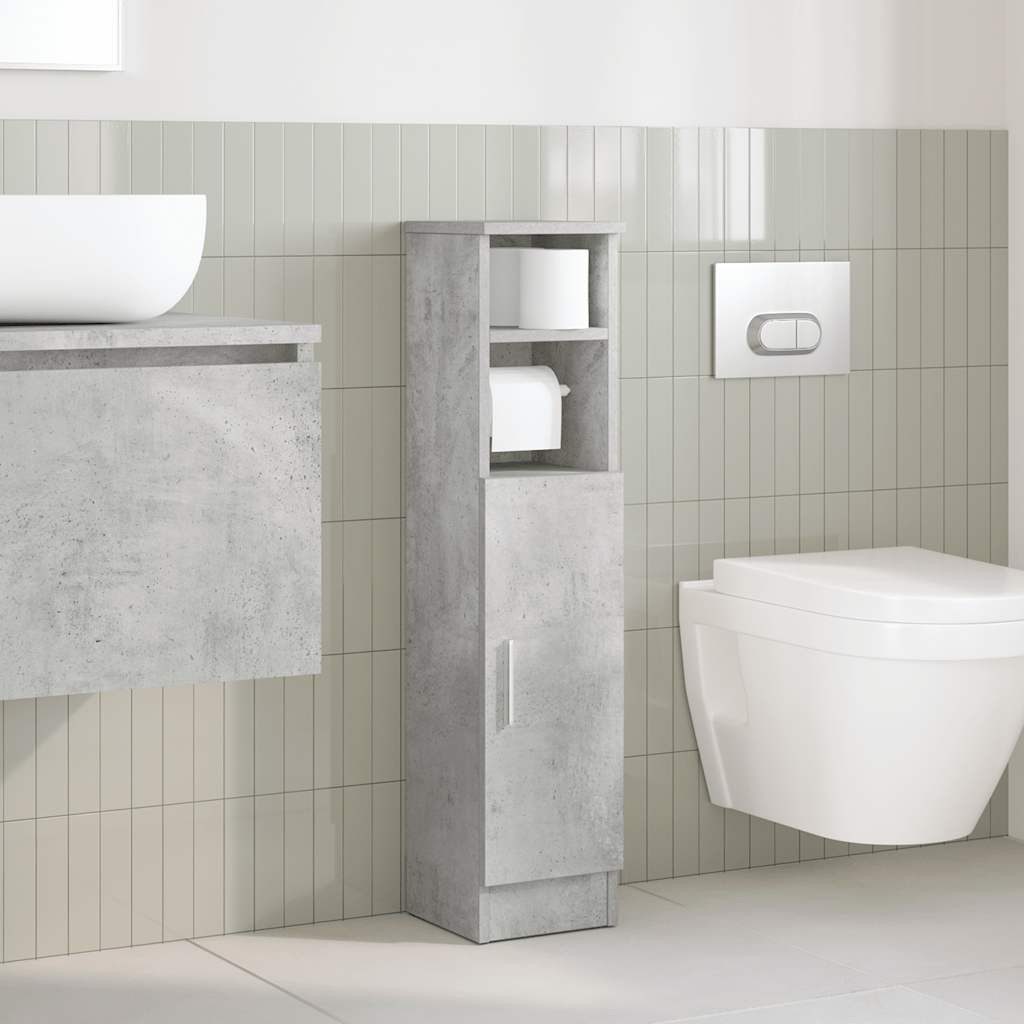 vidaXL Badezimmer-Set Badezimmerschrank mit Rollenhalter Betongrau günstig online kaufen
