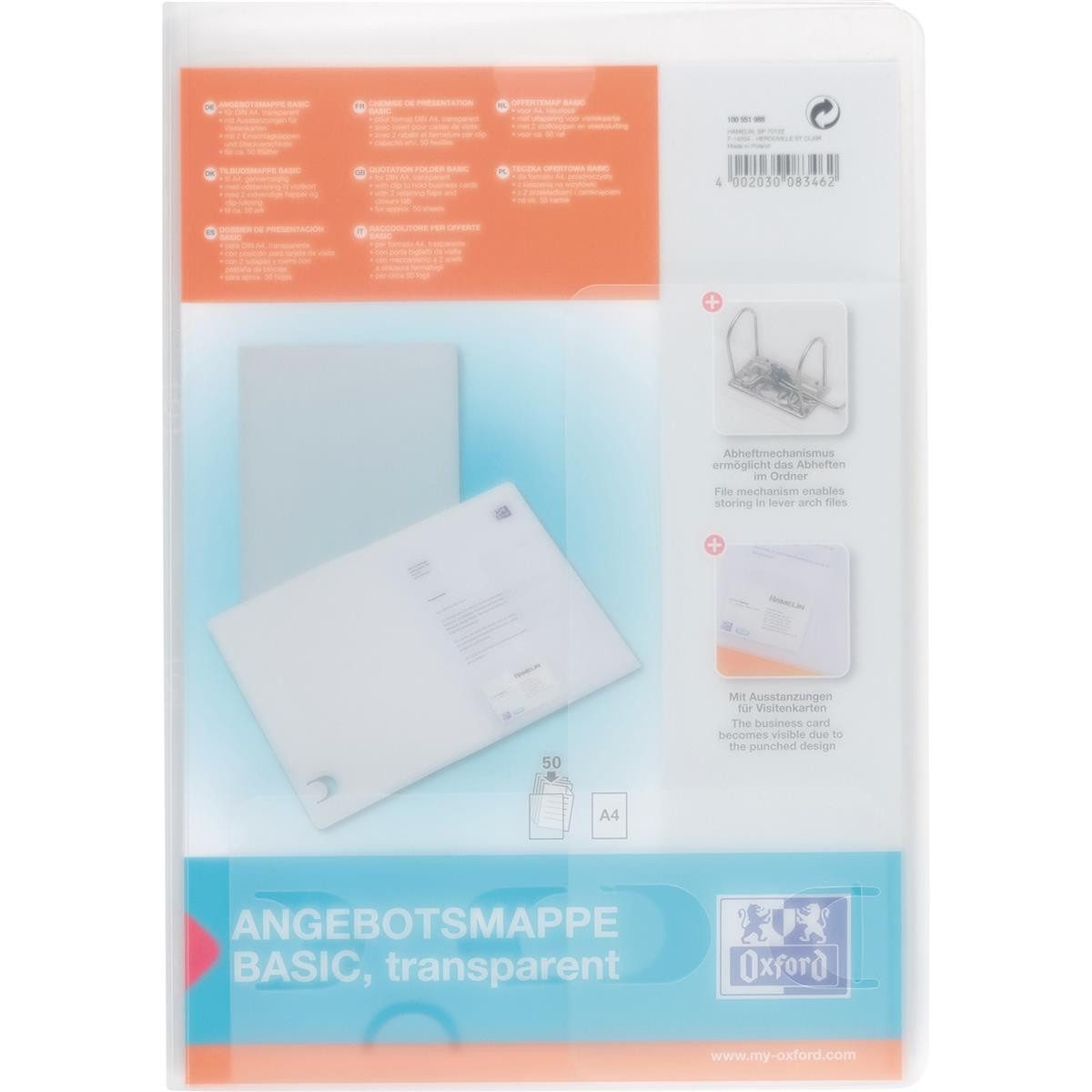 ELBA Organisationsmappe ELBA Angebotsmappe image basic, fr DIN A4, farblos