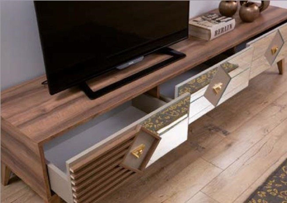 JVmoebel Sideboard Tische Schrank tv Lowboard Spiegel Tisch TV-Ständer Schrank Holz