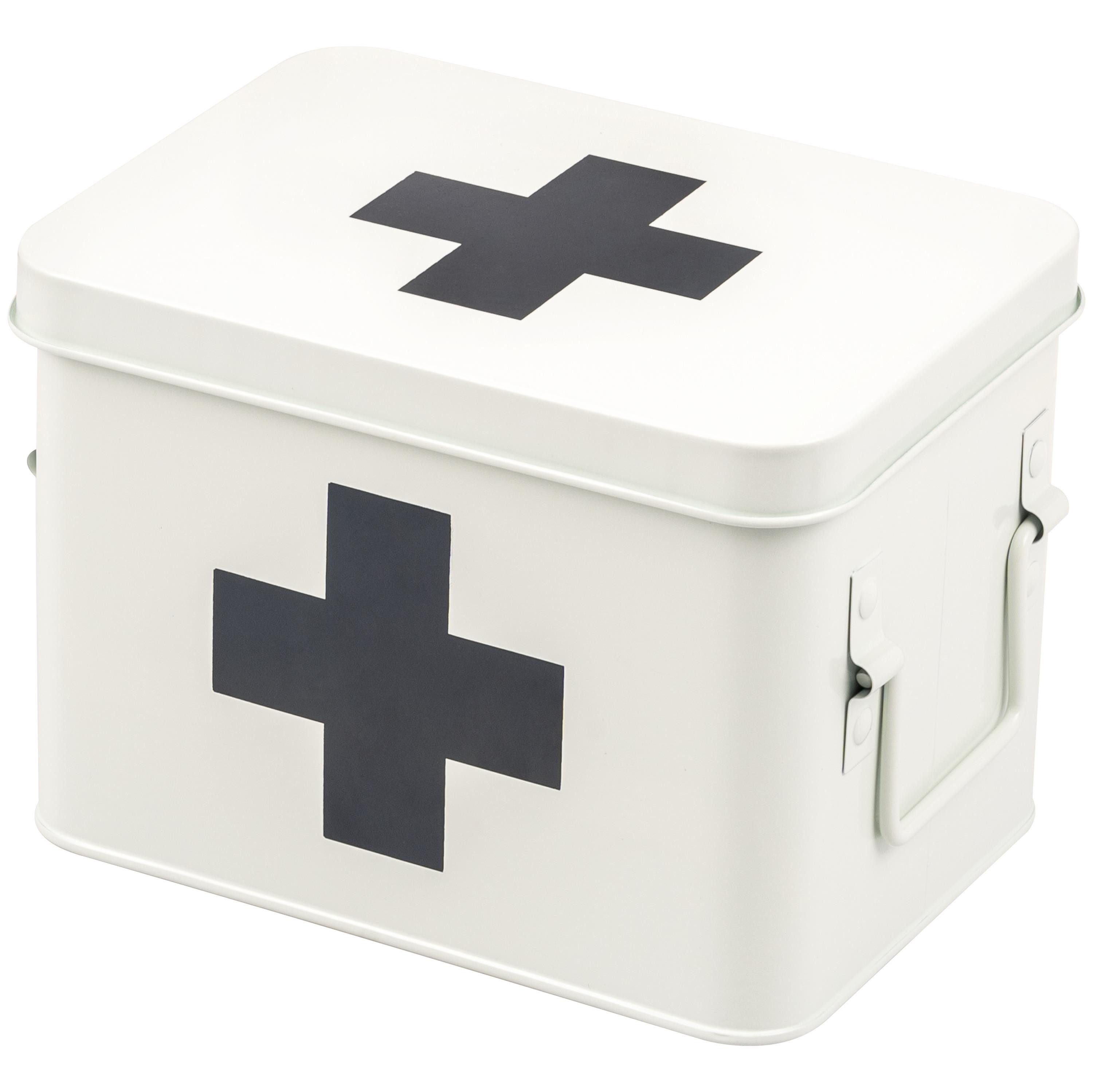 eluno Erste-Hilfe-Koffer mit herausnehmbarem Tablett und 4 Fächern, Metall