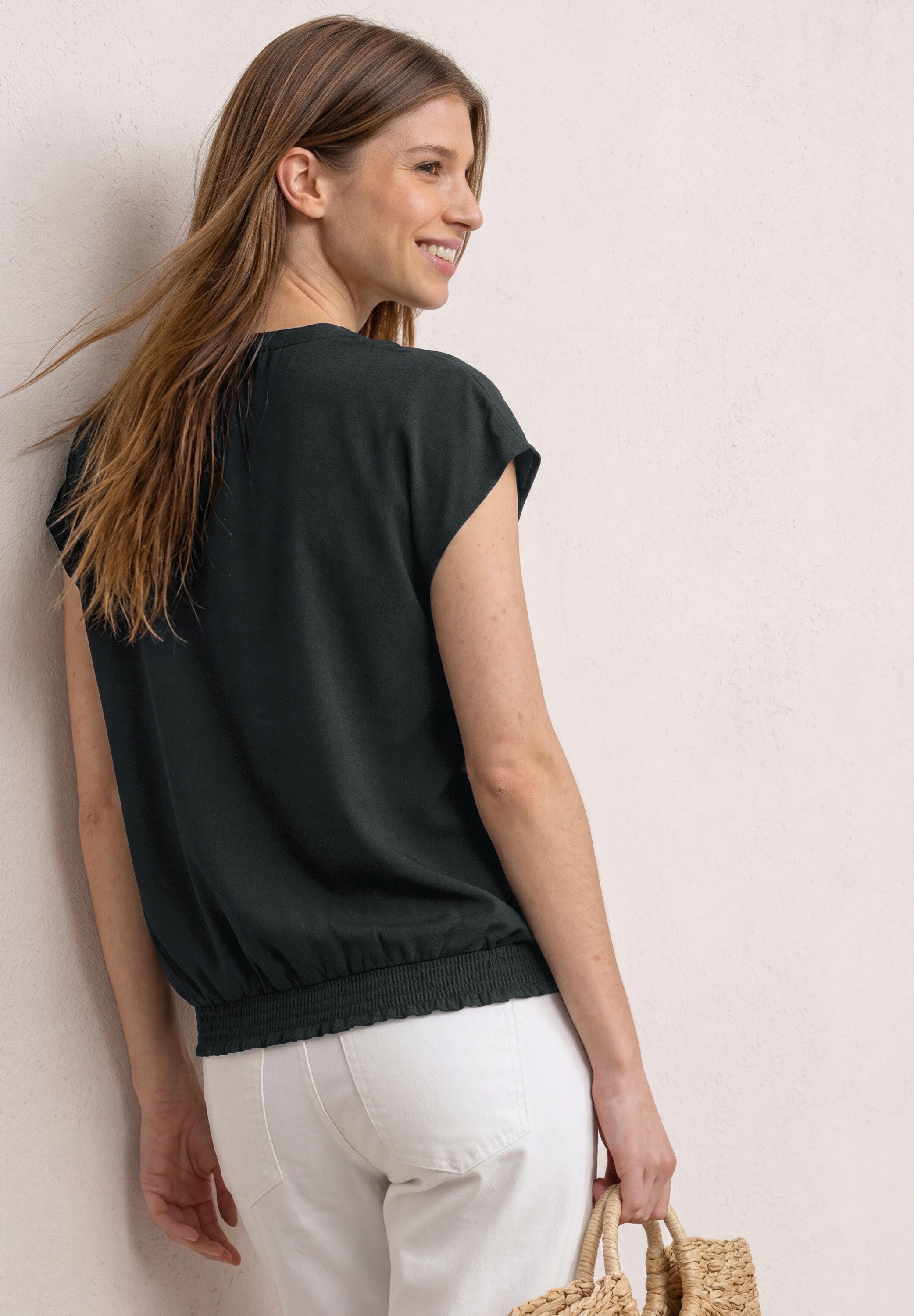 STREET ONE Kurzarmbluse Sommerbluse aus Viskose
