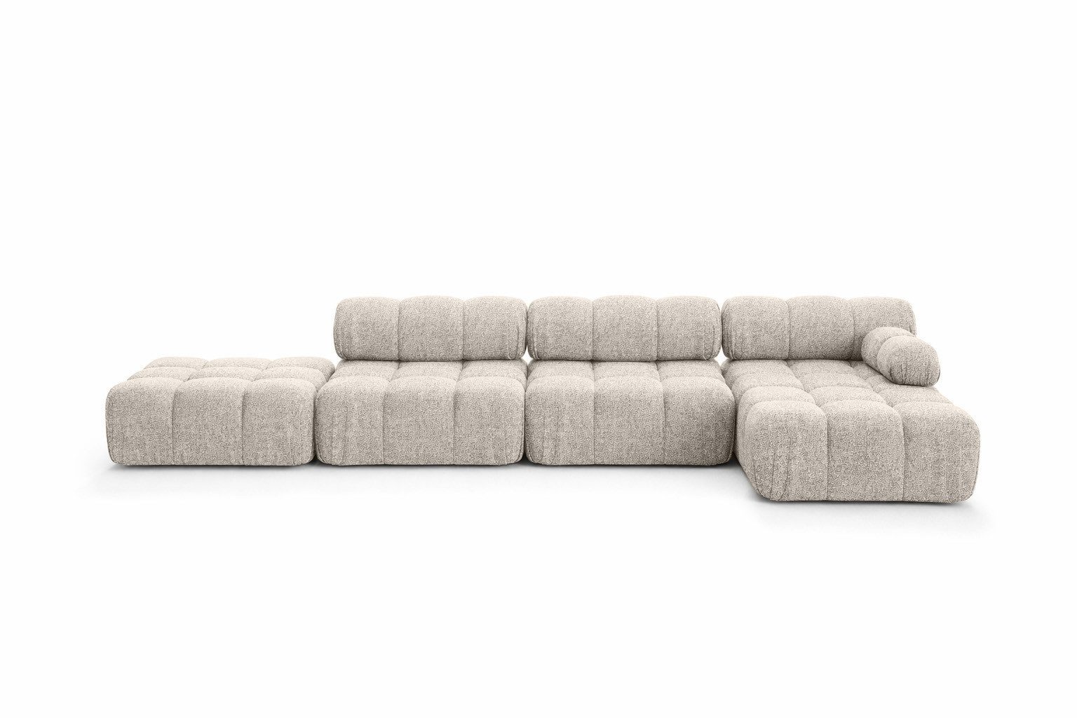 Kaiser Möbel Ecksofa XL mit Pouf modern für Wohnzimmer, Stoff Abriamo, SELIA, Ecksofa mit Pouf, Bouclé-Stoff,modulares System