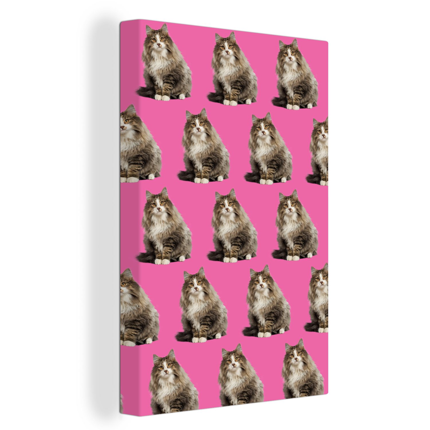 OneMillionCanvasses® Leinwandbild Katze - Muster - Braun, (1 St), Leinwandbild fertig bespannt inkl. Zackenaufhänger, Gemälde, 20x30 cm