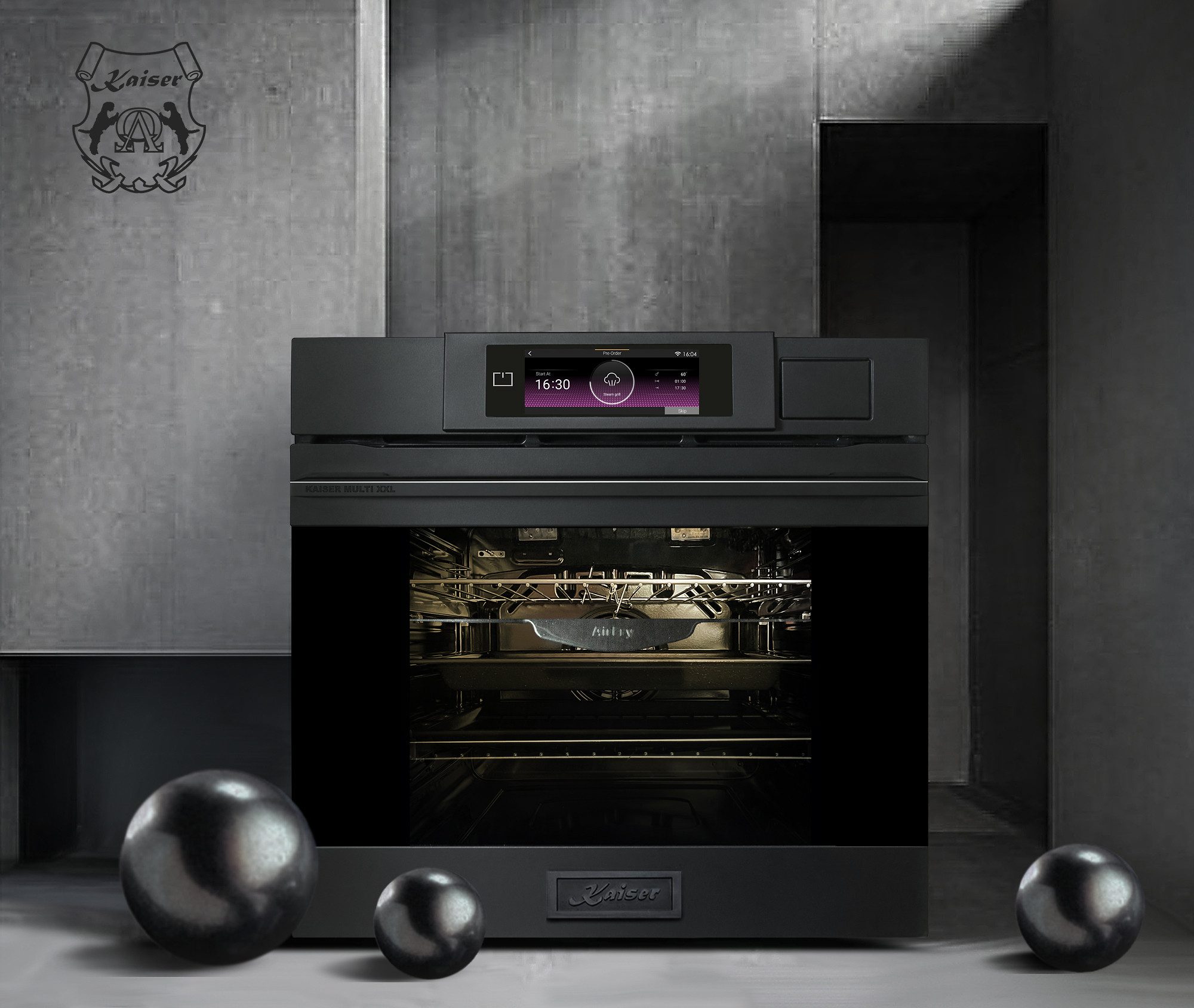 Kaiser Küchengeräte Backofen-Set Herd Set Autark XXL Multi 37,Multifunktions-Elektro-Dampfbackofen mit Dampfreinigung, 60 cm+Induktions Kochfeld Autark Herd Power Booster 60 cm Anti Scratch/ matt EH 6341+KCT 6110 FI., mit 1-fach-Teleskopauszug