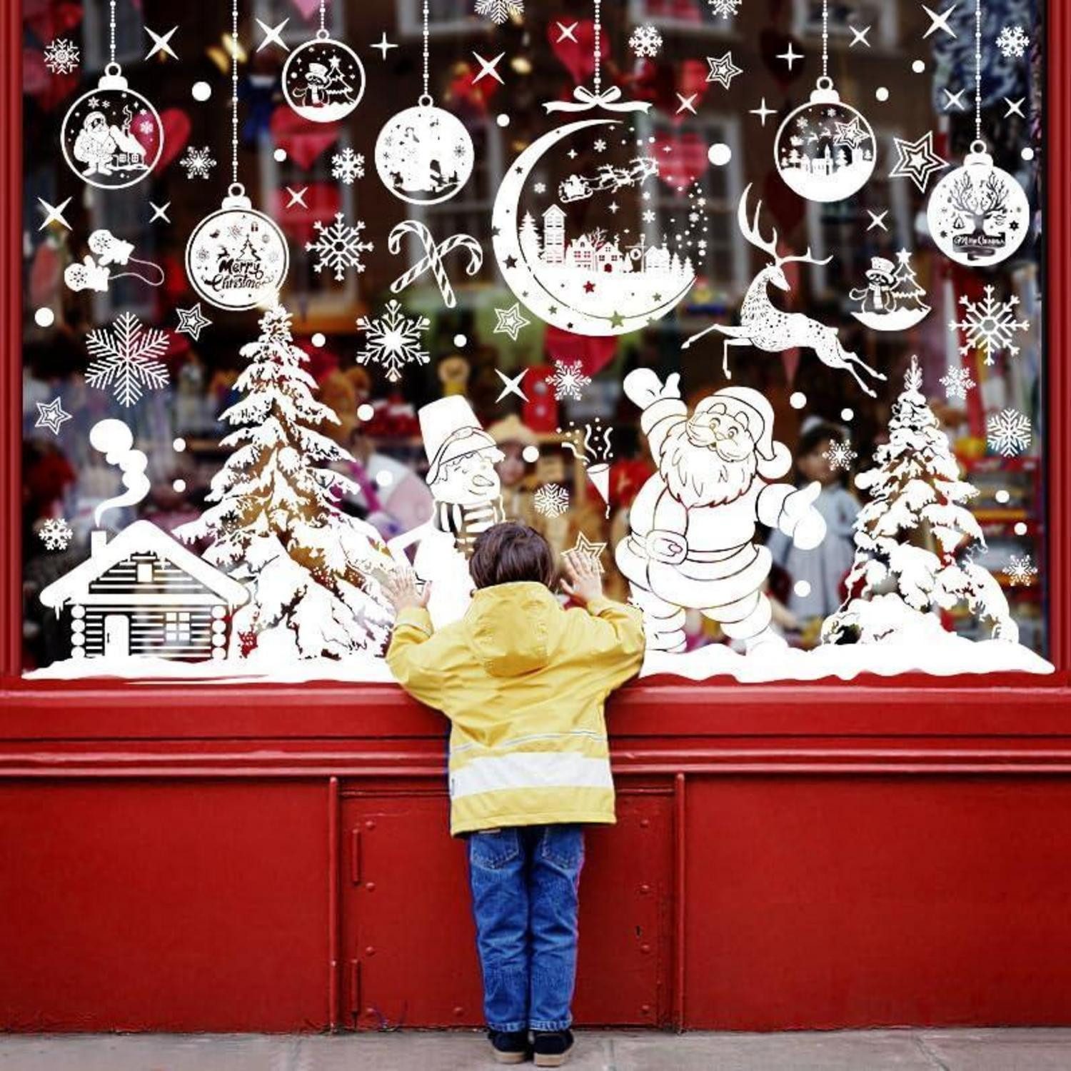 LuxusKollektion Fensterbild Fensterbilder Weihnachten Groß Weiß Wiederverwendbar