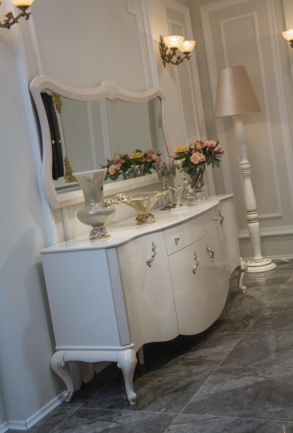 JVmoebel Kombikommode Holzschrank Set mit Konsole und Spiegel – 2-teiliges Möbel-Set, Made in Europa