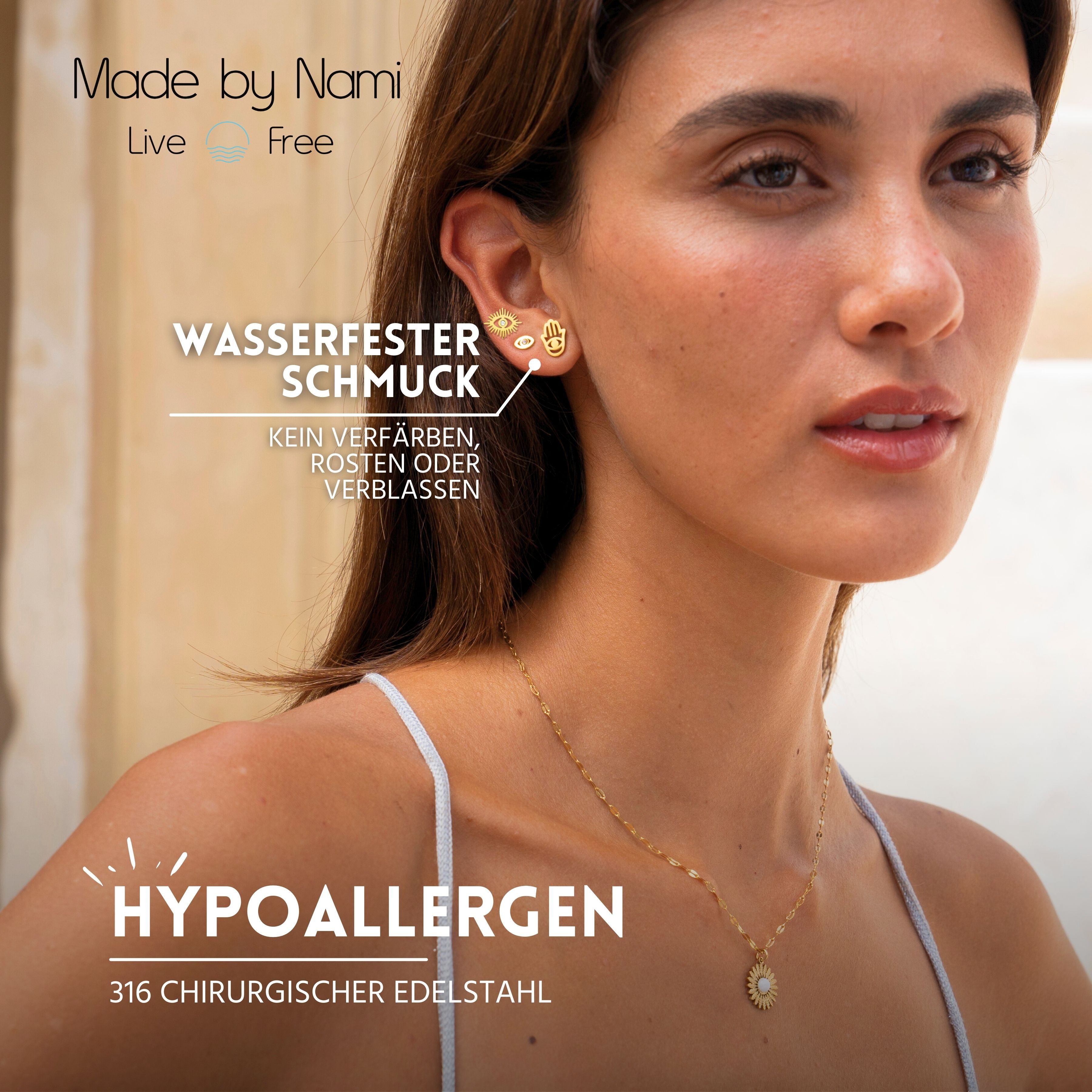 Made by Nami Ohrstecker-Set 3er Set Gold Ohrringe aus Chirurg. Edelstahl Wa günstig online kaufen