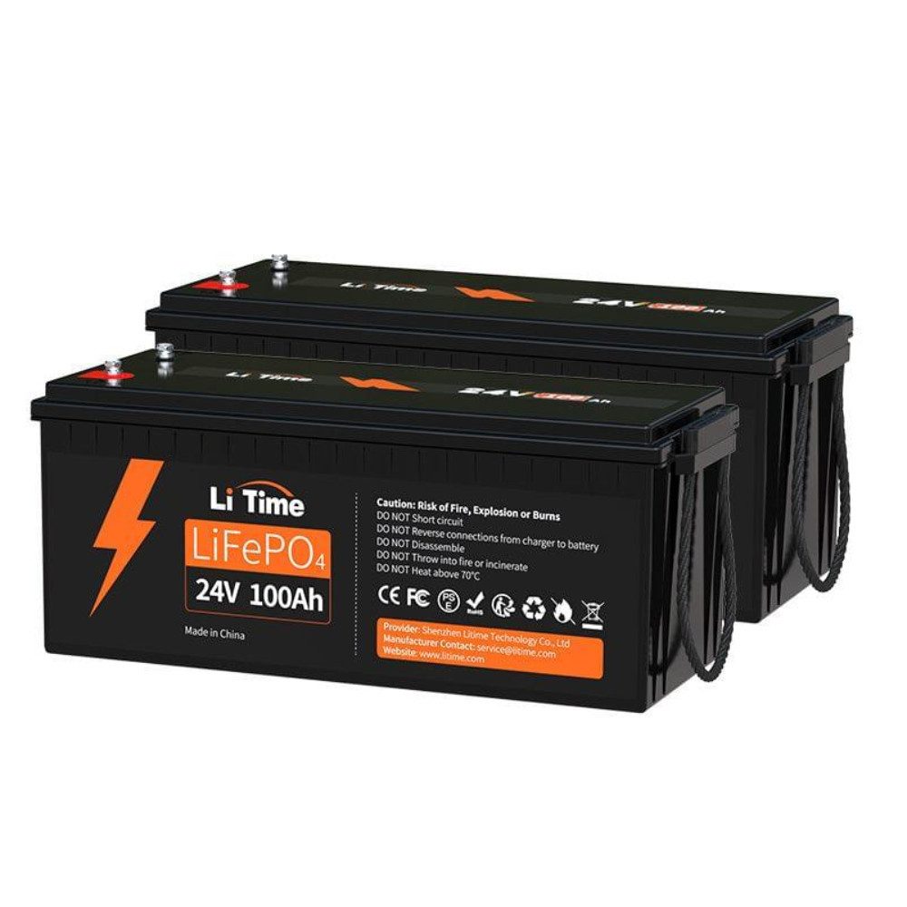 LiTime 24V 100Ah Lithium Batterie mit BMS LiFePO4 2560Wh Solarakkus (24 V), Geeignet für Solaranlage, Off-Grid Systeme, Bootsmotor, Elektromotor