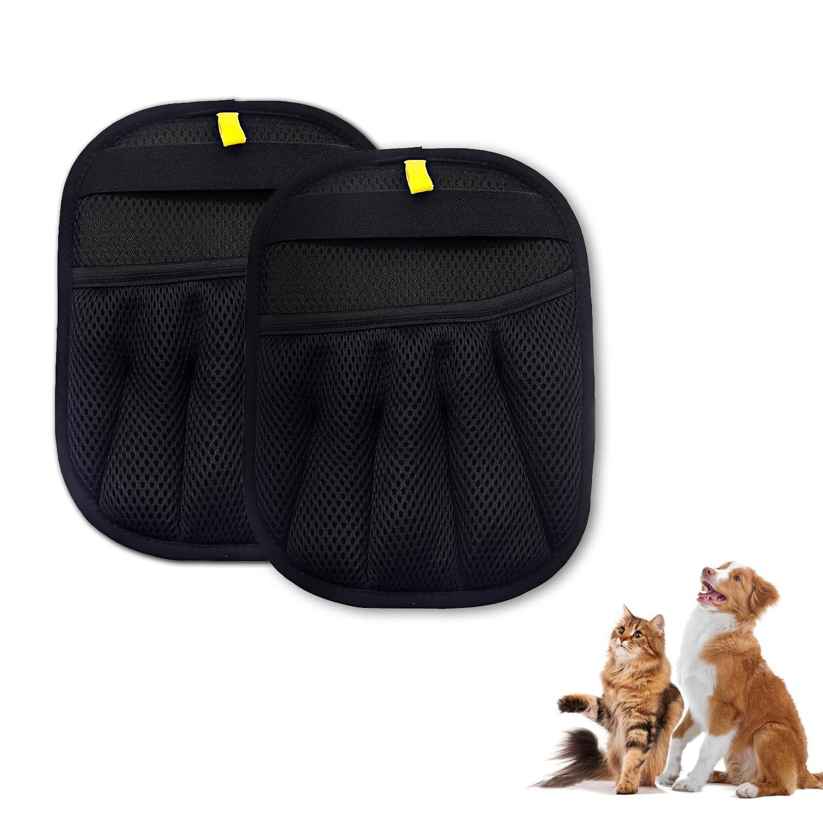 OKWISH Уход за шерстьюhandschuh Tierhaarentferner Handschuhe doppelseitige Pflegehandschuhe, Maschentuch, (Wiederverwendbare Atmungsaktive, 2-tlg), Leicht zu reinigen Für Katzen Hunde und Kleintiere geeignet