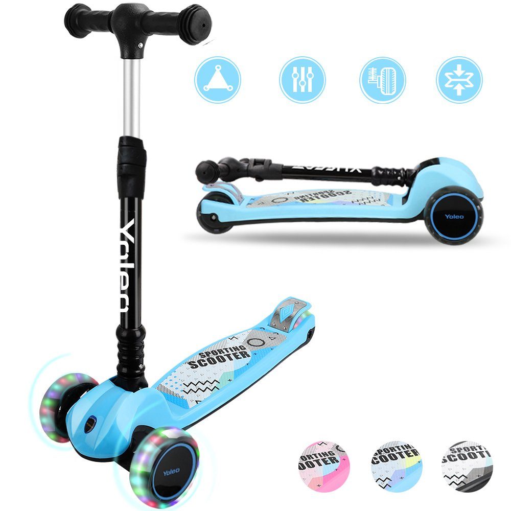 YOLEO Scooter Faltbarer Kinderoller Kinderscooter Dreiradscooter ab 3 Jahre
