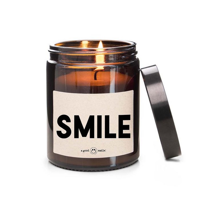 a good smile Teelicht a good smile Kerze im Apothekerglas SMILE M braun