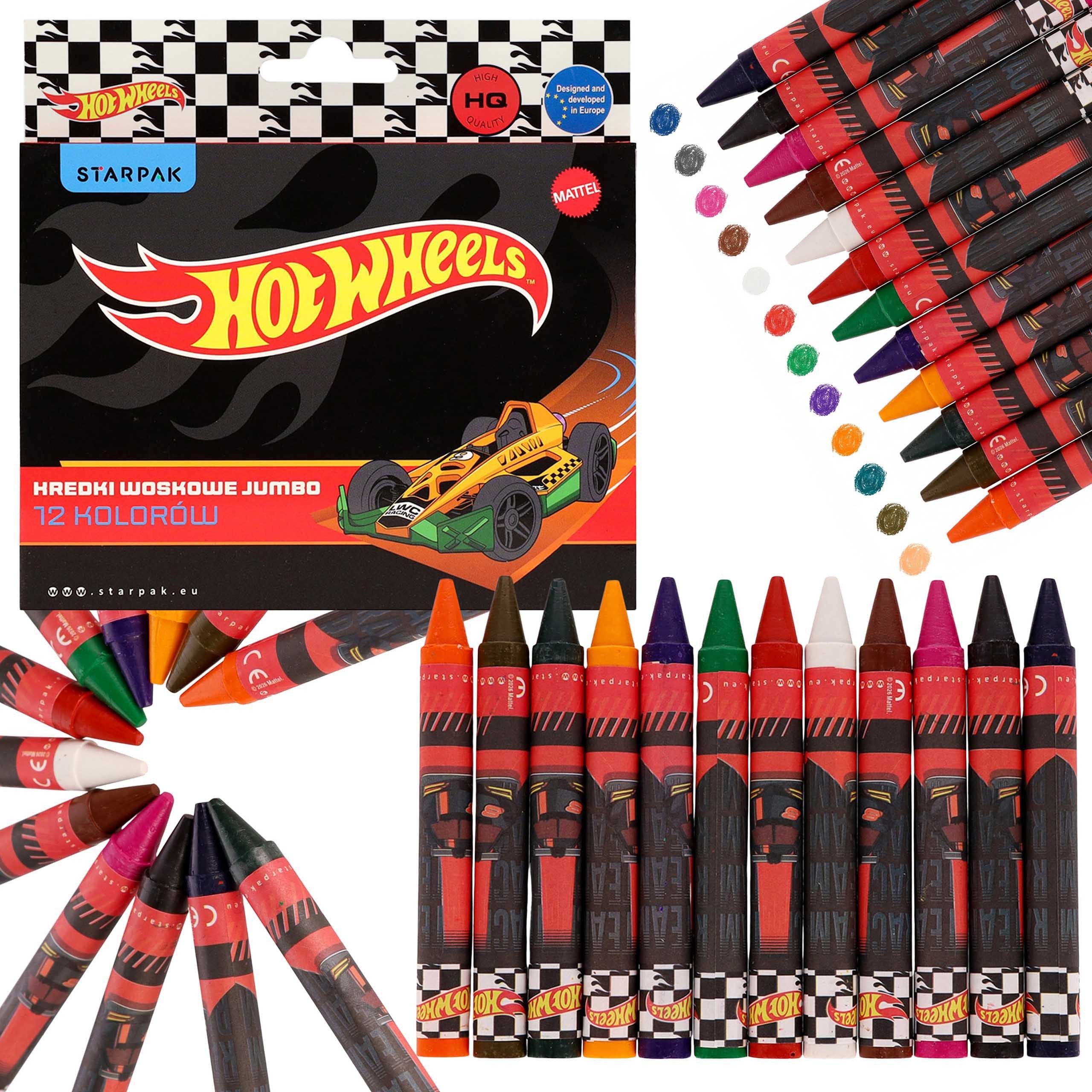 Hot Wheels Wachsmalstift Hot Wheels JUMBO-Wachsmalstifte, 12er-Set für Kinder, (12-tlg)