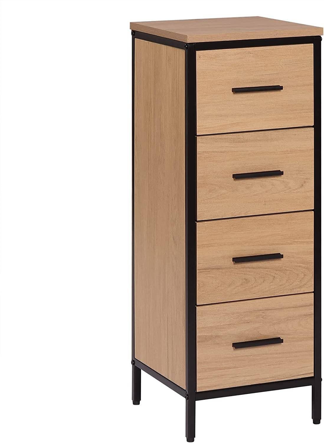 EUGAD Hochschrank mit 4 Schubladen aus Metall + Holzwerkstoff, 30x82x30 cm