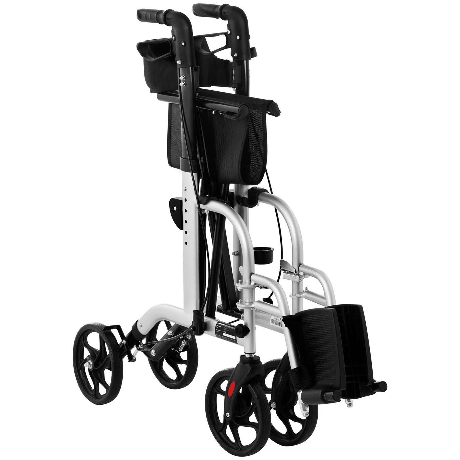 Uniprodo Rollator 2-In-1 Faltbar Gehilfe Rollstuhl Klappbar Laufhilfe Reflektor Tasche