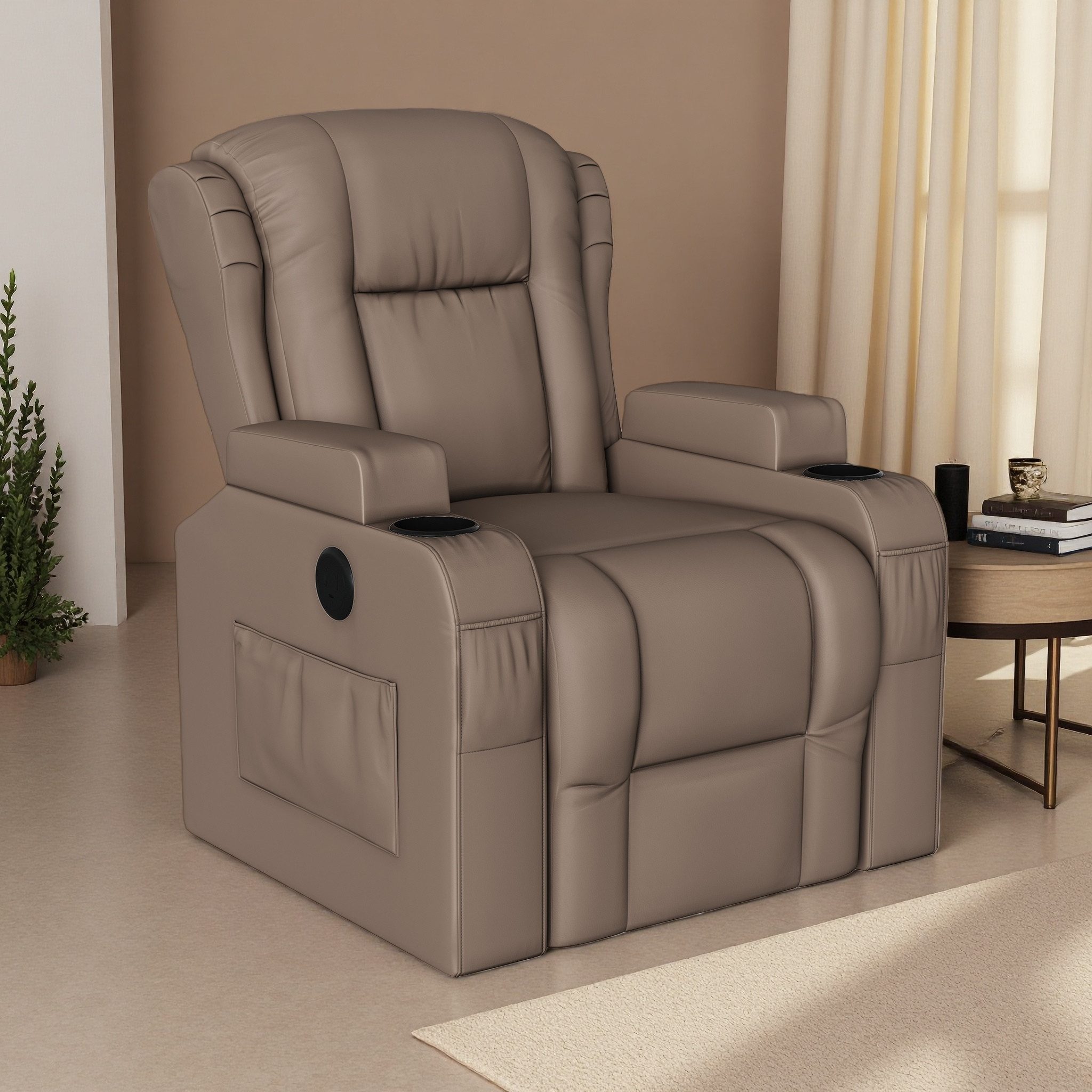 Massagesessel Relaxsessel mit 8 Vibrationspunkte, Schlafsessel, Wärmefunktion, USB