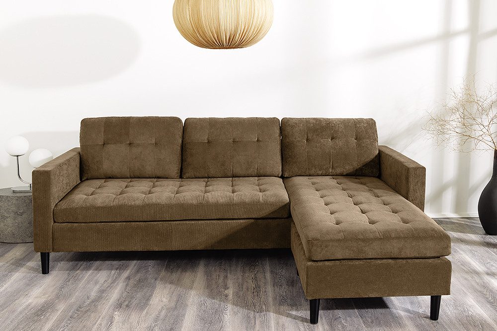 riess-ambiente Ecksofa STOCKHOLM 220cm taupe · Couch mit Cordbezug und Federkern, Einzelartikel 1 Teile, 3-Sitzer in L-Form · inkl. Kissen · Ottomane rechts & l – Bild 4 von 5