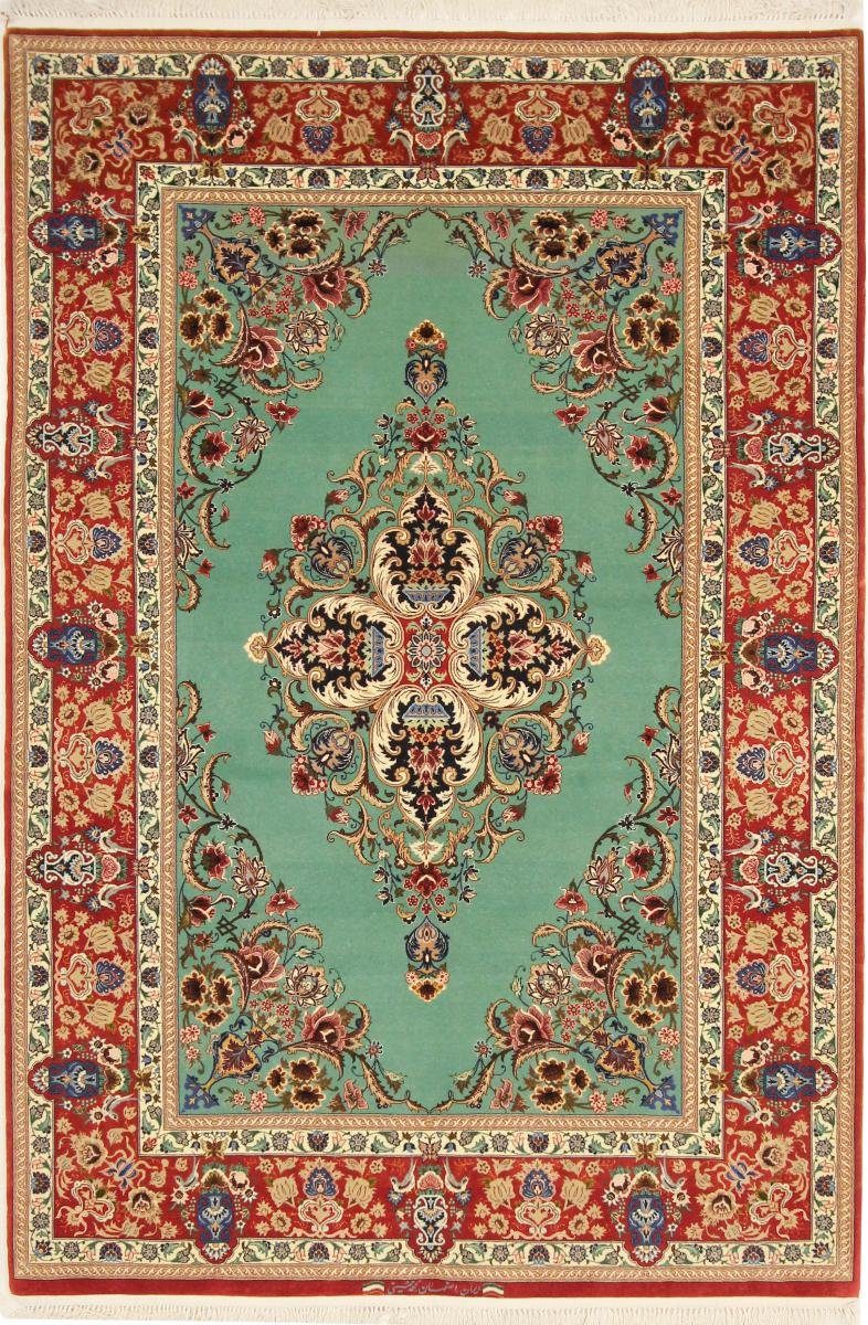 Orientteppich Isfahan Seidenkette 145x219 Handgeknüpfter Orientteppich, Nain Trading, rechteckig, Höhe: 8 mm