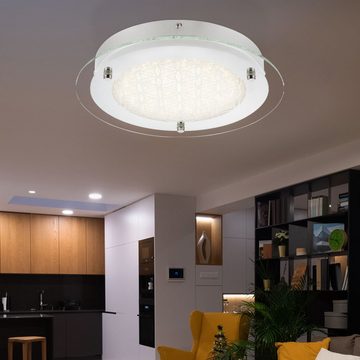 Globo LED Deckenleuchte, LED-Leuchtmittel fest verbaut, Neutralweiß, LED Deckenleuchte Deckenlampe Chrom Spiegelrand Kristall-Design 28