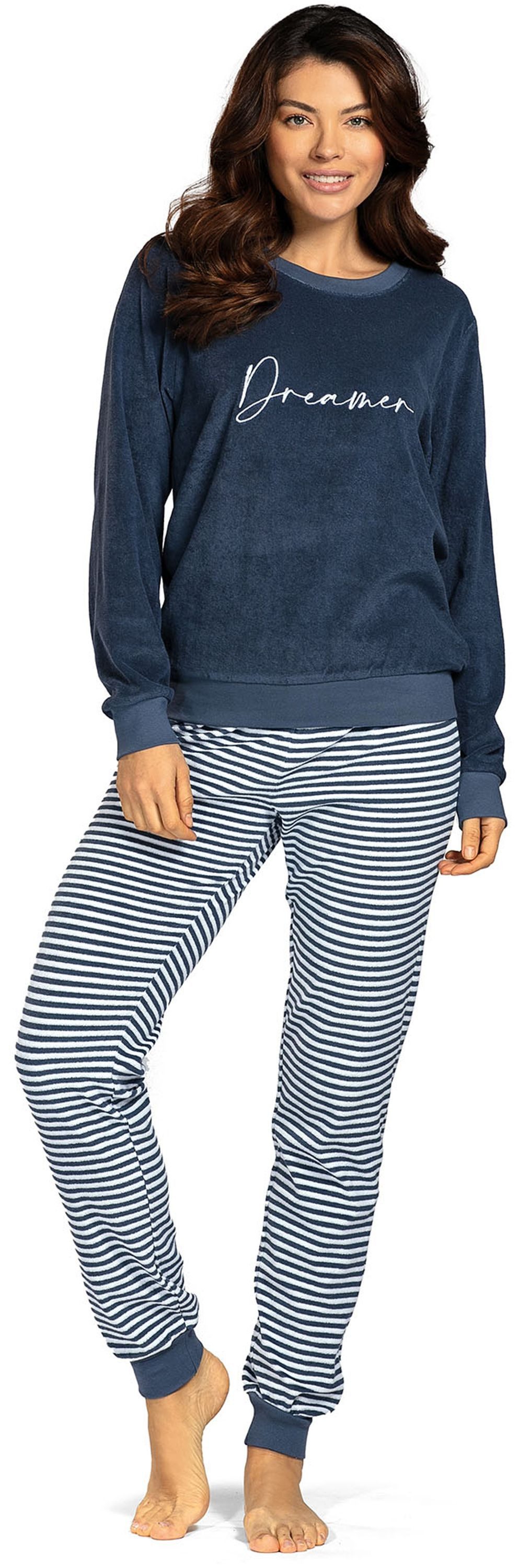 comtessa Schlafanzug Lovely Dreams (Set, 2 tlg., 2-teilig) Damen Pyjama lang Baumwolle Langarm Frottee große Größen