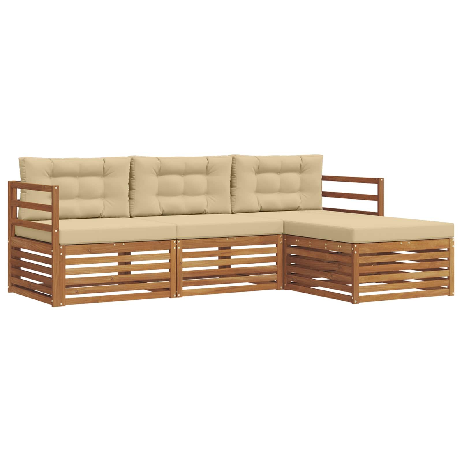 Gartenlounge-Set Outdoor-Sofagarnitur Natur und Beige 245,5 x 162,5 x 73 cm