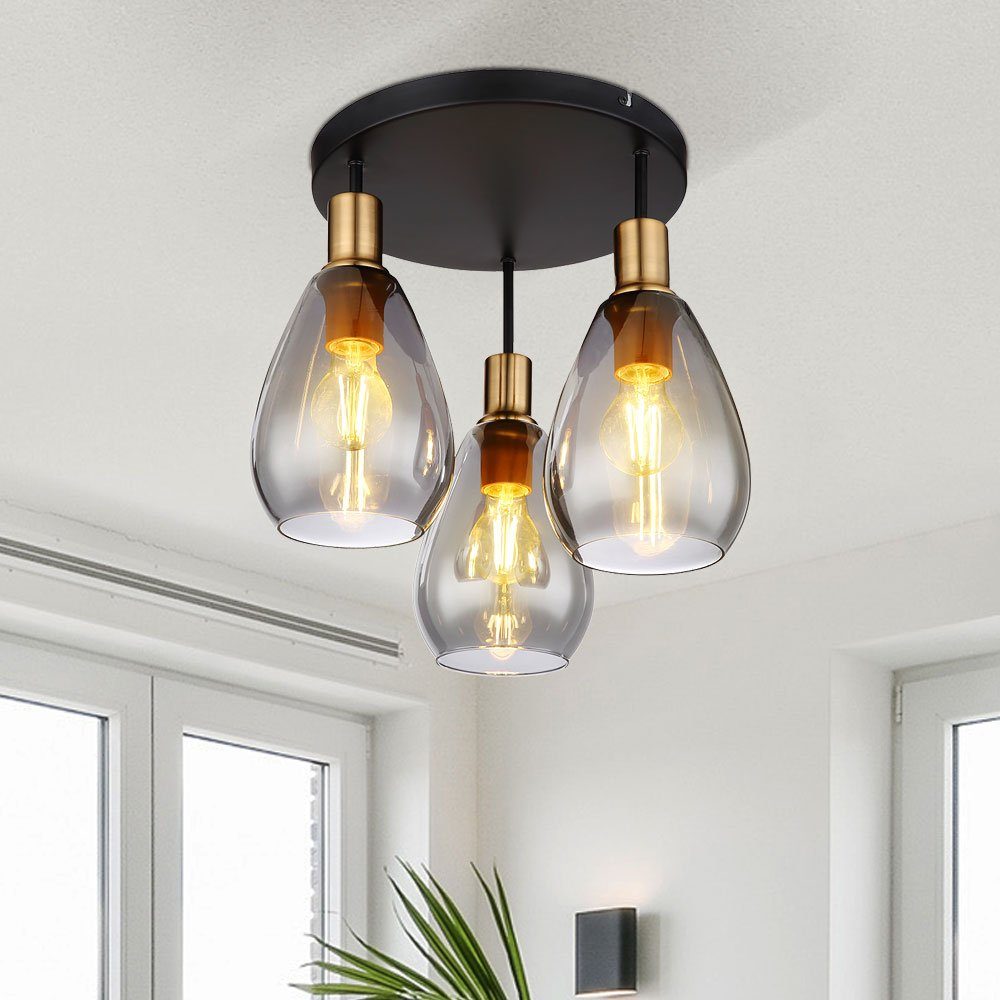 Wohnzimmerlampe, Deckenleuchte Deckenleuchte, Glas inklusive, rauch etc-shop Deckenlampe Esstischlampe nicht Leuchtmittel