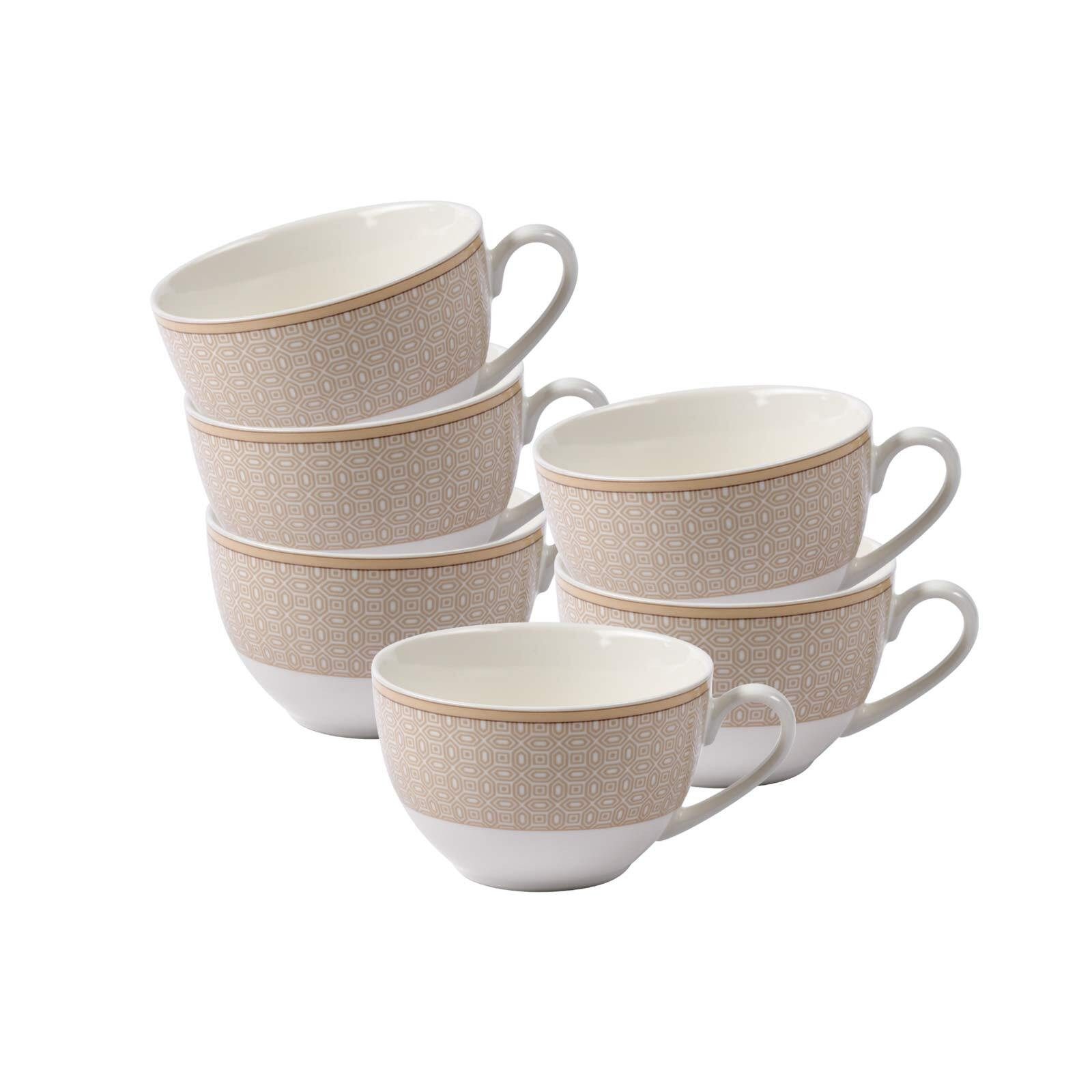 Ritzenhoff & Breker Tasse Geo Kaffeetassen 250 ml 6er Set, 6-tlg., Porzellan