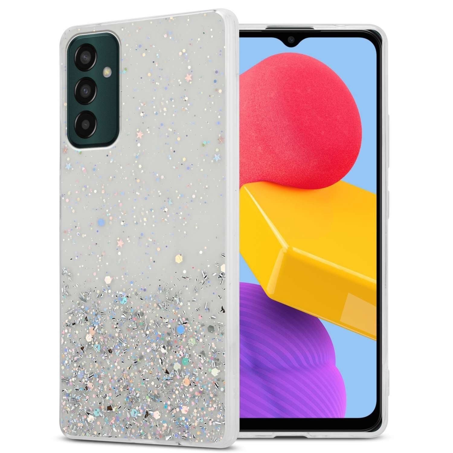 Cadorabo Handyhülle für Samsung Galaxy M13 4G Hülle Samsung Galaxy M13 4G, Flexible TPU Silikon Handy Schutzhülle - Hülle - mit Glitzer