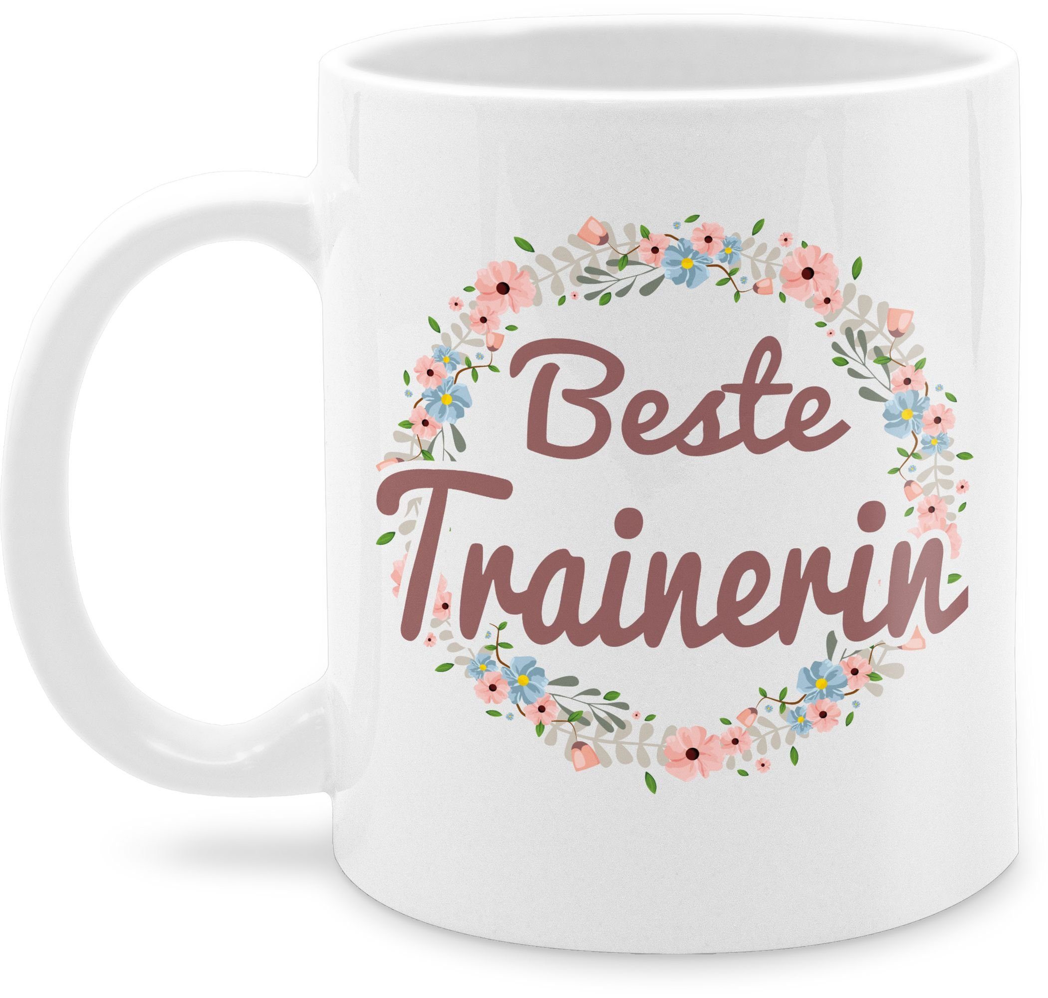 Shirtracer Tasse Beste Trainerin Tasse, Keramik, Kaffeetasse Job Geschenk 3 Weiß