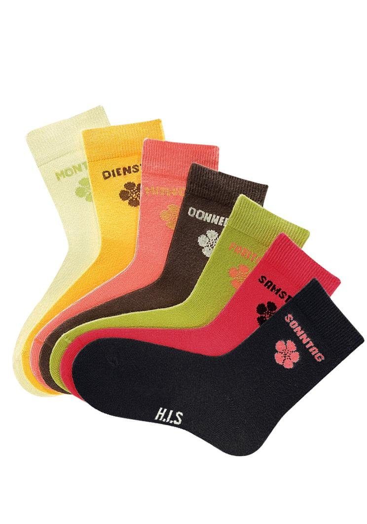 (7-Paar) Socken H.I.S mit für Blumenmotiv Kinder