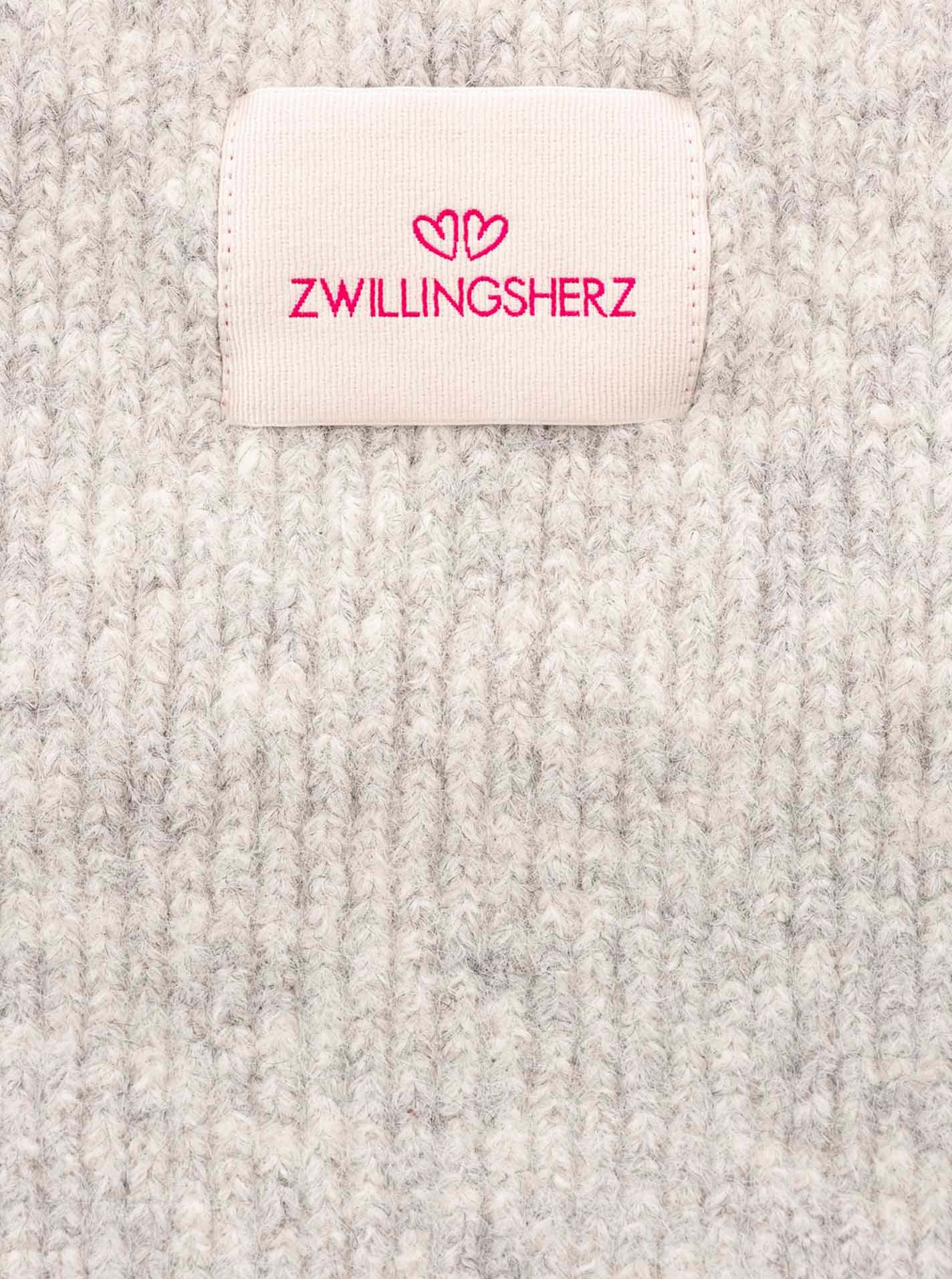 Zwillingsherz Strickschal "Zwillingsherz Patch", gerippt, mit Wolle und Patch