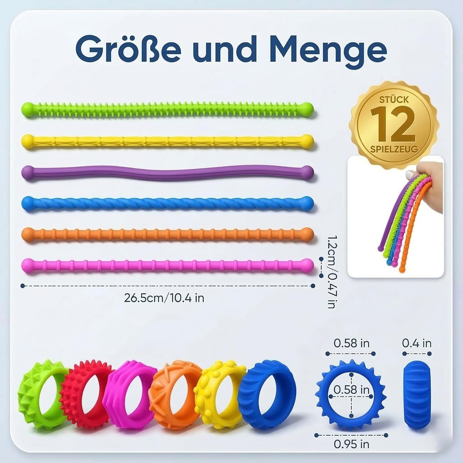 FELIXLEO Fidget Spinner 12 Stück Fidget Toys Set Sensorik Spielzeug Ringe gegen Anti Stress