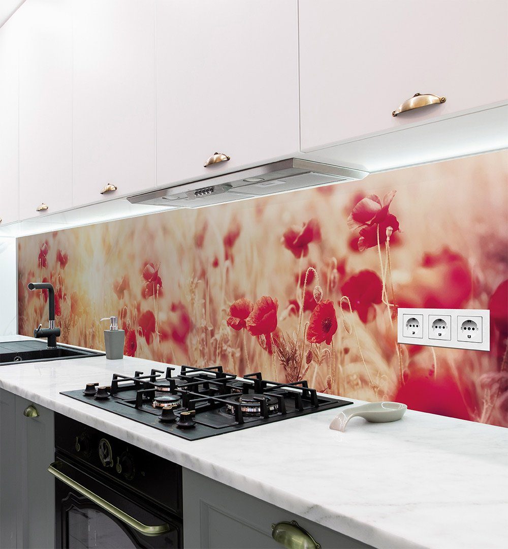 MyMaxxi Dekorationsfolie Küchenrückwand Mohnblumen selbstklebend Spritzschutz Folie