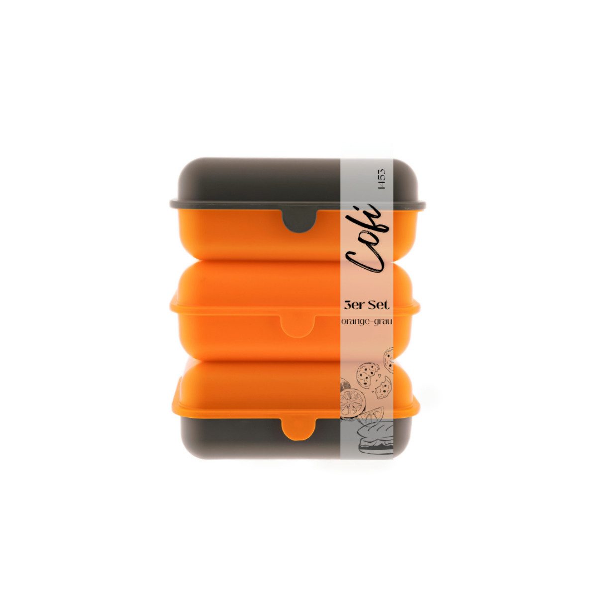 COFI 1453 Lunchbox Brotdosen 3er-Set Frühstücksbox spülmaschinenfest, stapelbar, 1600 ml, Kunststoff, (3-tlg., 3er Set), Made in Germany