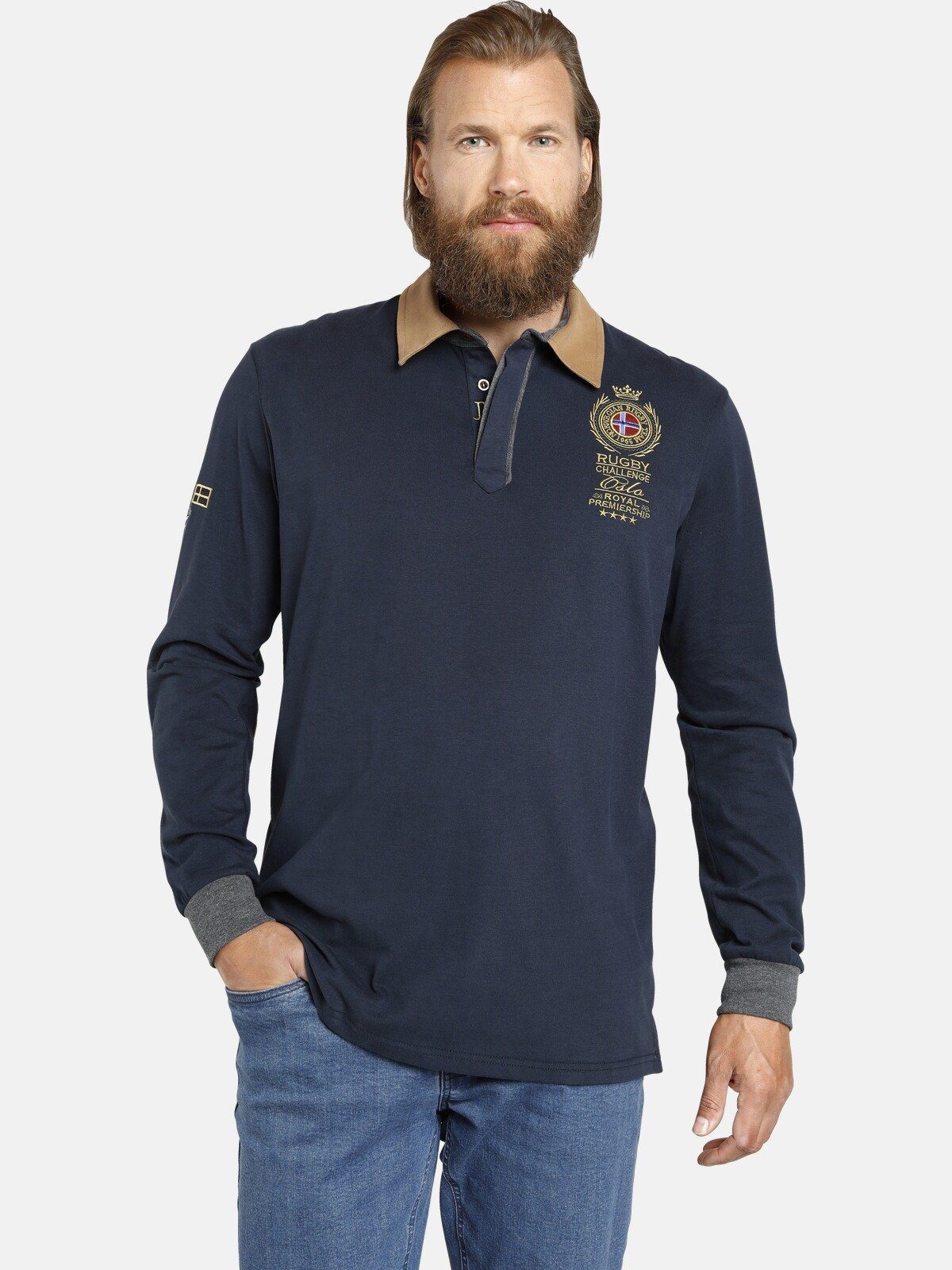 Jan Vanderstorm Sweatshirt JAARNE mit hochwertigen Stickereien dunkelblau | Sweatshirts