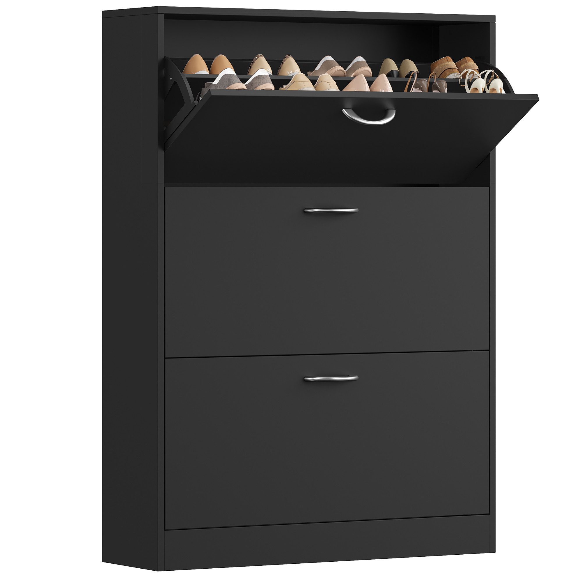 Homfa Schuhschrank mit 2/3 Klappen Schuhregal (1-St) Schuhkipper weiß 2 Türen/3Türen 80/100 x 80 x 23.5cm