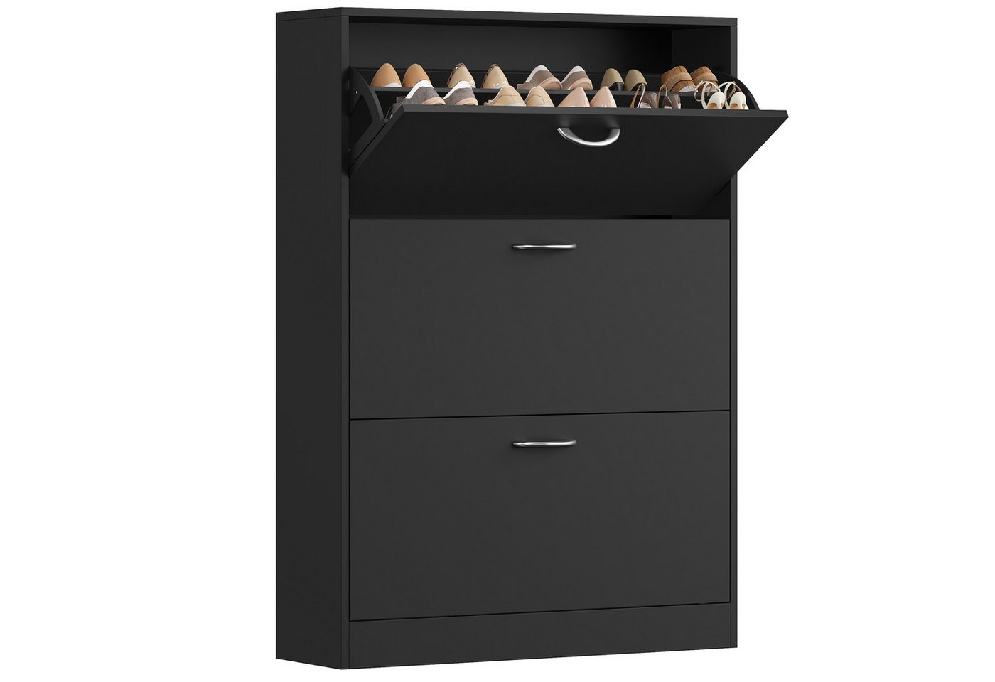 Homfa Schuhschrank mit 2/3 Klappen Schuhregal (1-St) Schuhkipper weiß 2 Türen/3Türen 80/100 x 80 x 23.5cm