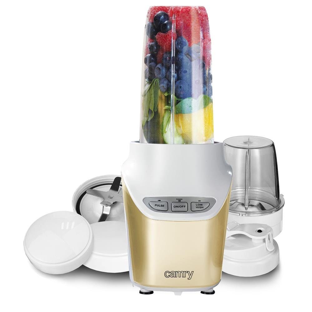 Camry Standmixer CR 4071, 1000 Watt, Smoothie Maker-Set, Standmixer mit zwei To-Go-Bechern, Beige